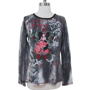 New $98 JENDO Womens Misses Medium Forget Me Not Beaded Beads Top Rustic Style